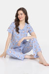 Zivame Pretty Florals Woven Pyjama - Cashmere Blue — thumbnail 4